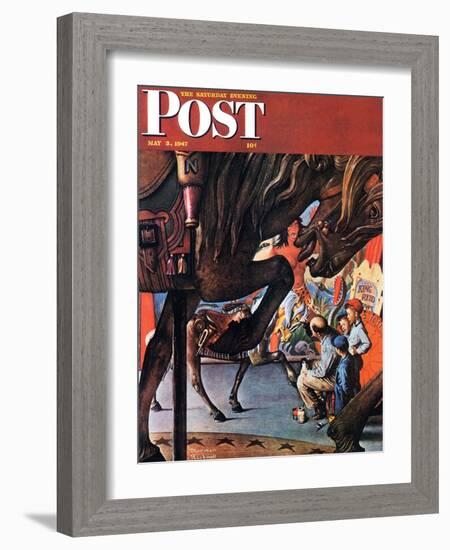 "Circus Artist" Saturday Evening Post Cover, May 3,1947-Norman Rockwell-Framed Giclee Print