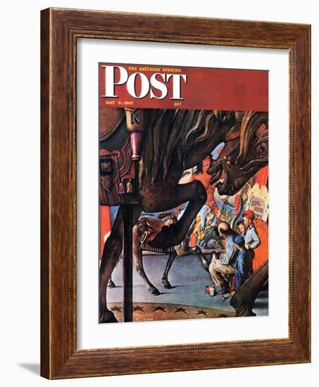 "Circus Artist" Saturday Evening Post Cover, May 3,1947-Norman Rockwell-Framed Giclee Print
