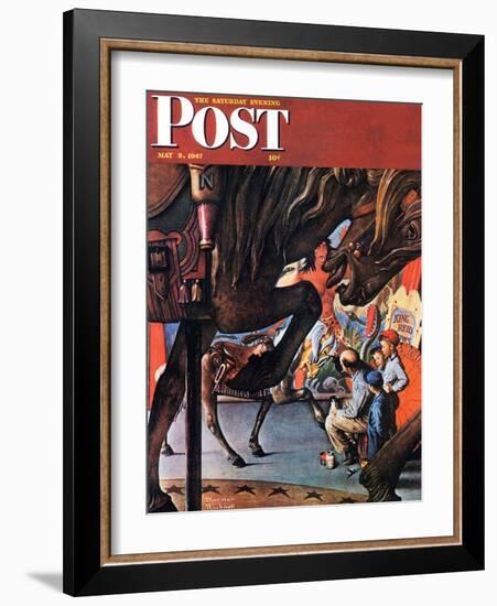 "Circus Artist" Saturday Evening Post Cover, May 3,1947-Norman Rockwell-Framed Giclee Print