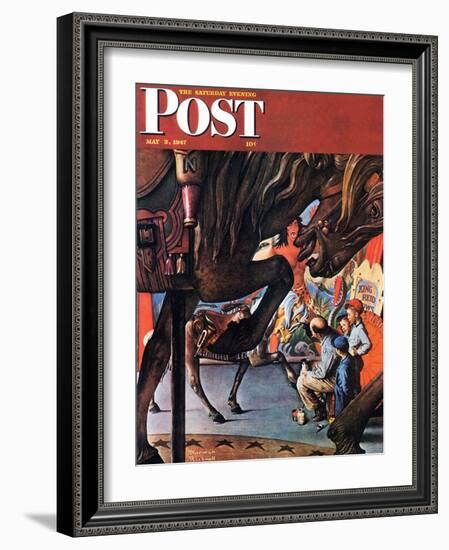 "Circus Artist" Saturday Evening Post Cover, May 3,1947-Norman Rockwell-Framed Giclee Print