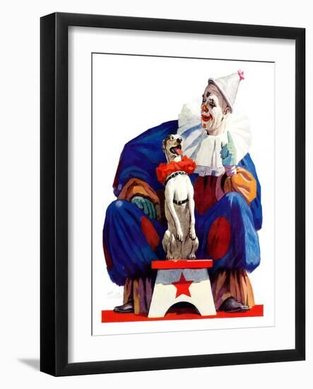 "Circus Clown and Pooch,"June 3, 1939-John E. Sheridan-Framed Giclee Print