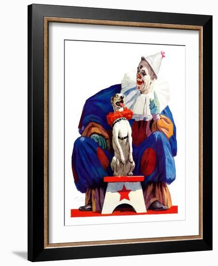 "Circus Clown and Pooch,"June 3, 1939-John E. Sheridan-Framed Giclee Print