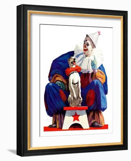 "Circus Clown and Pooch,"June 3, 1939-John E. Sheridan-Framed Giclee Print