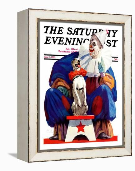 "Circus Clown and Pooch," Saturday Evening Post Cover, June 3, 1939-John E. Sheridan-Framed Premier Image Canvas