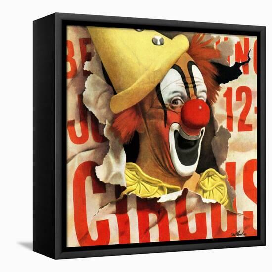 "Circus Clown and Poster," July 8, 1944-John Atherton-Framed Premier Image Canvas