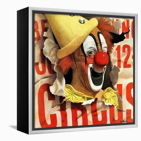 "Circus Clown and Poster," July 8, 1944-John Atherton-Framed Premier Image Canvas