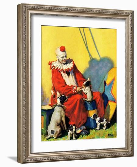 "Circus Clown and Show Dogs,"April 1, 1929-Ray C. Strang-Framed Giclee Print