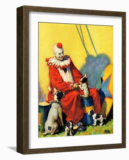 "Circus Clown and Show Dogs,"April 1, 1929-Ray C. Strang-Framed Giclee Print