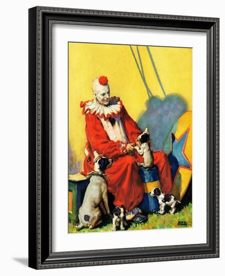 "Circus Clown and Show Dogs,"April 1, 1929-Ray C. Strang-Framed Giclee Print