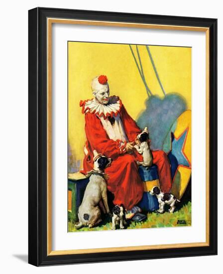 "Circus Clown and Show Dogs,"April 1, 1929-Ray C. Strang-Framed Giclee Print