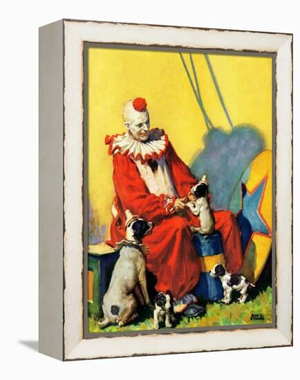 "Circus Clown and Show Dogs,"April 1, 1929-Ray C. Strang-Framed Premier Image Canvas