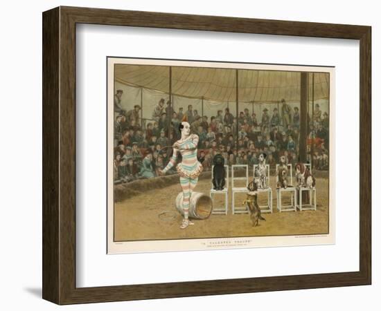 Circus Clown with Five Dogs in a Circus Ring-Charles Green-Framed Art Print