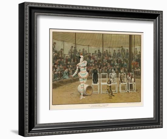 Circus Clown with Five Dogs in a Circus Ring-Charles Green-Framed Art Print