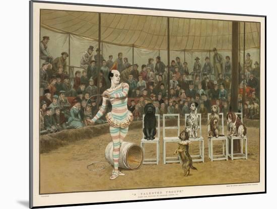 Circus Clown with Five Dogs in a Circus Ring-Charles Green-Mounted Art Print