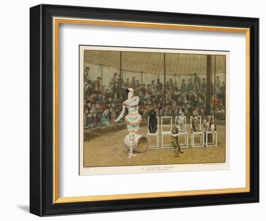 Circus Clown with Five Dogs in a Circus Ring-Charles Green-Framed Premium Giclee Print