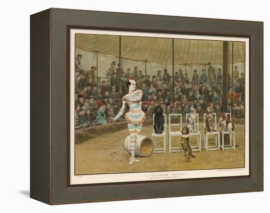 Circus Clown with Five Dogs in a Circus Ring-Charles Green-Framed Stretched Canvas