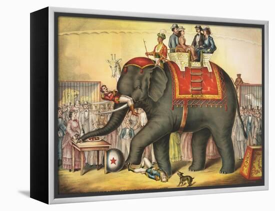 Circus Elephant and Riders-null-Framed Premier Image Canvas