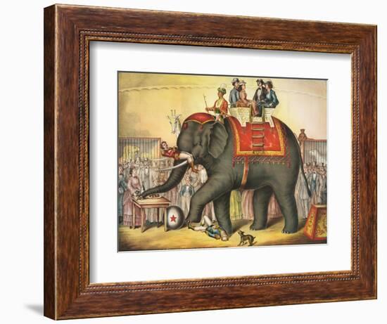 Circus Elephant and Riders-null-Framed Giclee Print