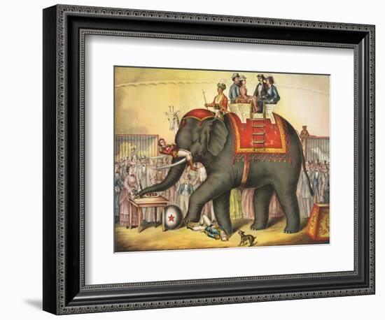 Circus Elephant and Riders-null-Framed Giclee Print