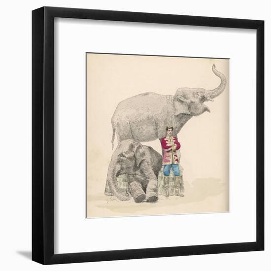 Circus Elephants and Their Trainer-Jules Garnier-Framed Art Print