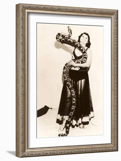 Circus Lady with Large Snake-null-Framed Art Print