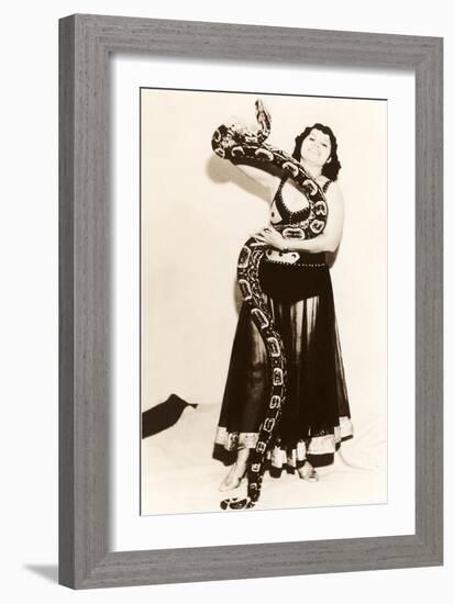 Circus Lady with Large Snake-null-Framed Art Print