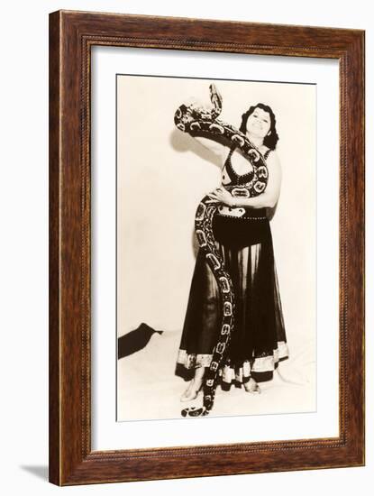 Circus Lady with Large Snake-null-Framed Art Print