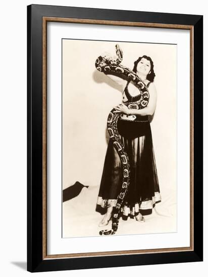 Circus Lady with Large Snake-null-Framed Art Print