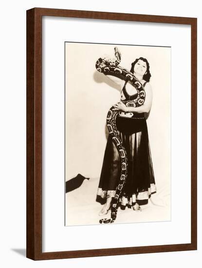 Circus Lady with Large Snake-null-Framed Art Print