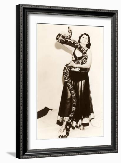 Circus Lady with Large Snake-null-Framed Art Print