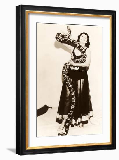 Circus Lady with Large Snake-null-Framed Art Print