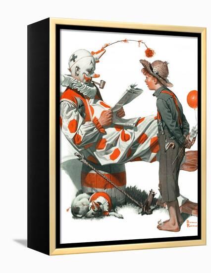 "Circus" or "Meeting the Clown", May 18,1918-Norman Rockwell-Framed Premier Image Canvas