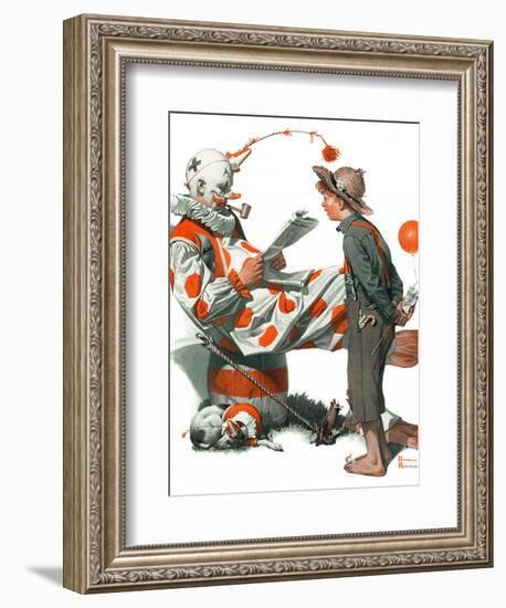 "Circus" or "Meeting the Clown", May 18,1918-Norman Rockwell-Framed Giclee Print