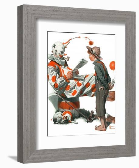 "Circus" or "Meeting the Clown", May 18,1918-Norman Rockwell-Framed Giclee Print