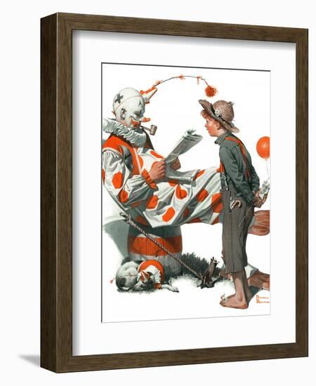 "Circus" or "Meeting the Clown", May 18,1918-Norman Rockwell-Framed Giclee Print