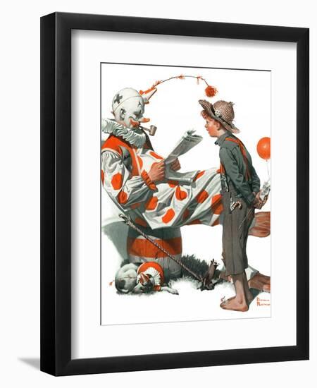 "Circus" or "Meeting the Clown", May 18,1918-Norman Rockwell-Framed Giclee Print