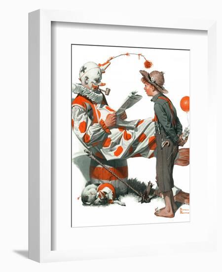 "Circus" or "Meeting the Clown", May 18,1918-Norman Rockwell-Framed Giclee Print