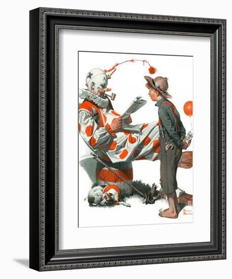 "Circus" or "Meeting the Clown", May 18,1918-Norman Rockwell-Framed Giclee Print