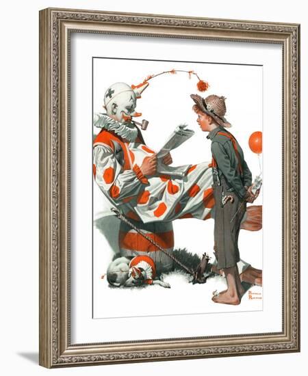 "Circus" or "Meeting the Clown", May 18,1918-Norman Rockwell-Framed Giclee Print