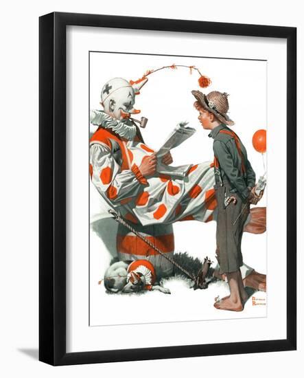 "Circus" or "Meeting the Clown", May 18,1918-Norman Rockwell-Framed Giclee Print