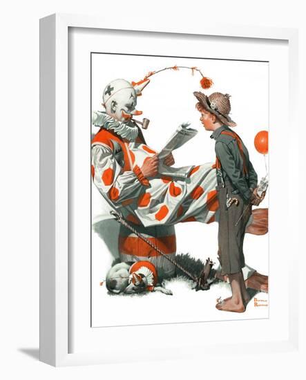 "Circus" or "Meeting the Clown", May 18,1918-Norman Rockwell-Framed Giclee Print