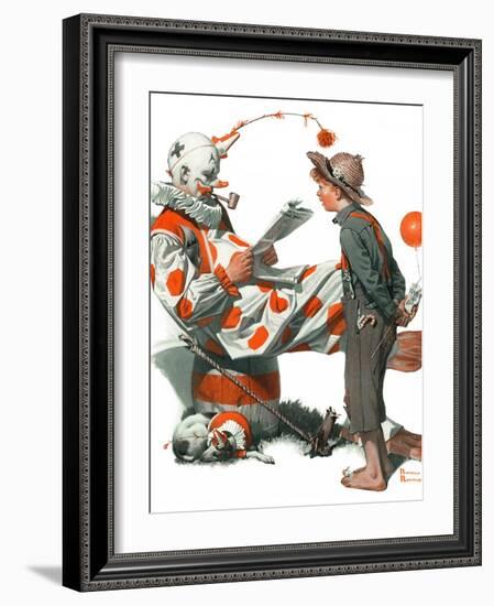 "Circus" or "Meeting the Clown", May 18,1918-Norman Rockwell-Framed Giclee Print