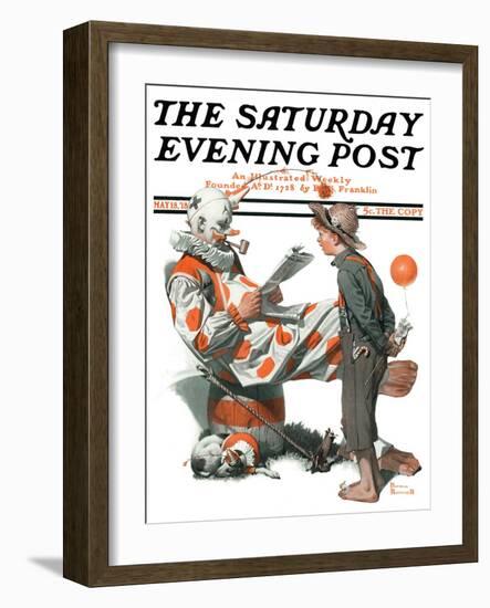 "Circus" or "Meeting the Clown" Saturday Evening Post Cover, May 18,1918-Norman Rockwell-Framed Giclee Print