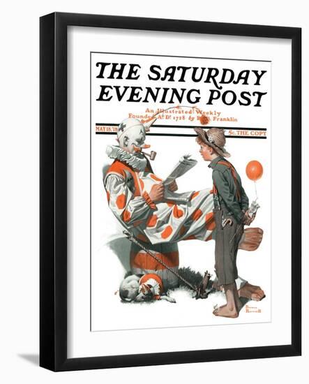 "Circus" or "Meeting the Clown" Saturday Evening Post Cover, May 18,1918-Norman Rockwell-Framed Giclee Print