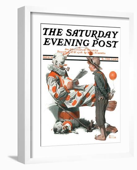 "Circus" or "Meeting the Clown" Saturday Evening Post Cover, May 18,1918-Norman Rockwell-Framed Giclee Print