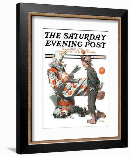 "Circus" or "Meeting the Clown" Saturday Evening Post Cover, May 18,1918-Norman Rockwell-Framed Giclee Print