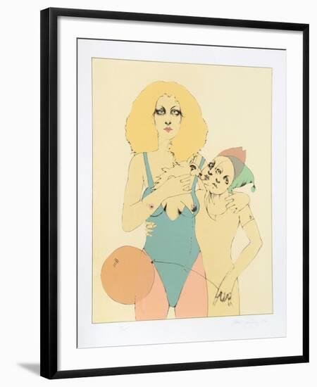 Circus Pair with Balloon-Ramon Santiago-Framed Limited Edition