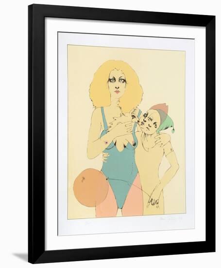 Circus Pair with Balloon-Ramon Santiago-Framed Limited Edition