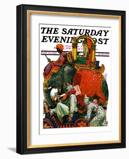 "Circus Parade," Saturday Evening Post Cover, June 16, 1928-Elbert Mcgran Jackson-Framed Giclee Print