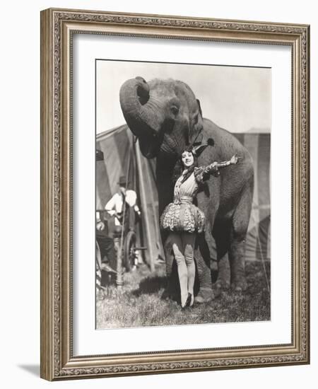 Circus Performer Posing with Elephant-Everett Collection-Framed Photographic Print